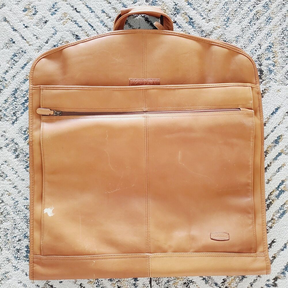Dorado Vintage Tan Leather Garment Bag Clothing Travel Storage Bag